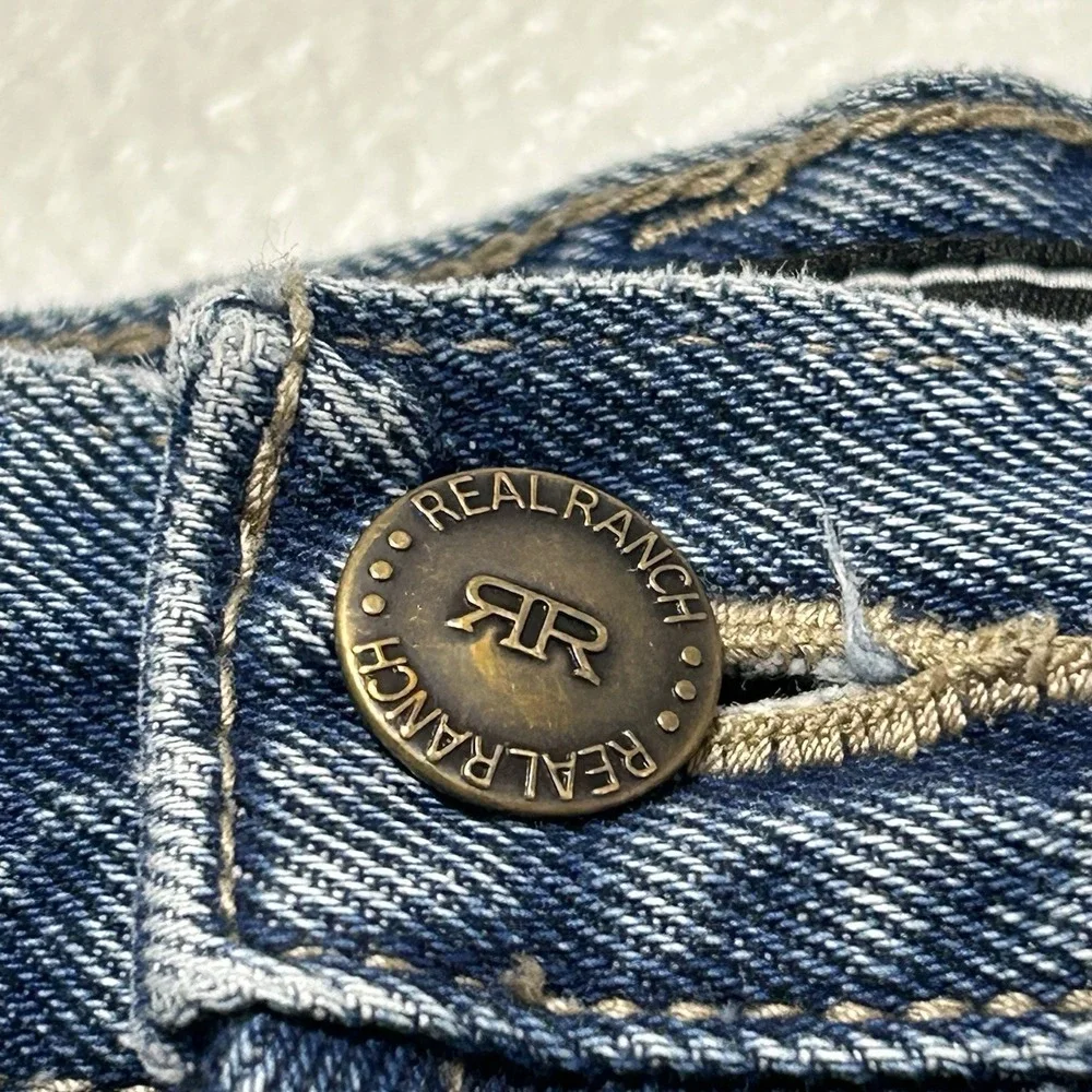 Real Ranch Blue Denim‎ Medium Wash Regular Fit Workwear Jeans Men's Size 34 X 30